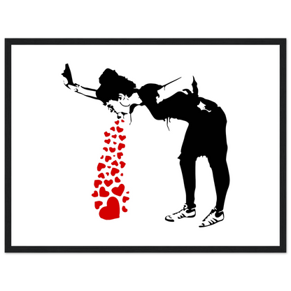 Banksy Lovesick Girl Throwing up Hearts artwork poster-12