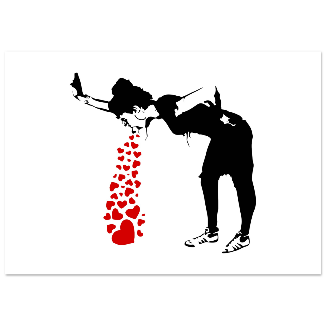 Banksy Lovesick Girl Throwing up Hearts artwork poster-4