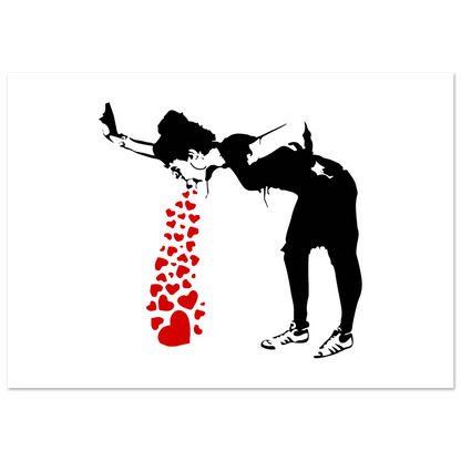 Banksy Lovesick Girl Throwing up Hearts artwork poster-4
