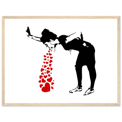 Banksy Lovesick Girl Throwing up Hearts artwork poster-13