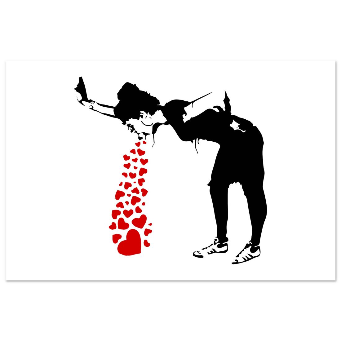 Banksy Lovesick Girl Throwing up Hearts artwork poster-15