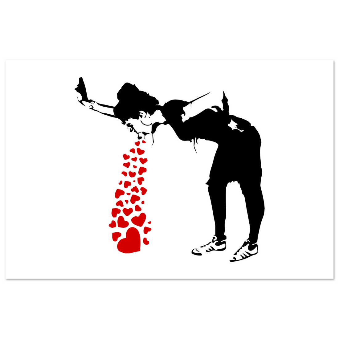 Banksy Lovesick Girl Throwing up Hearts artwork poster-3
