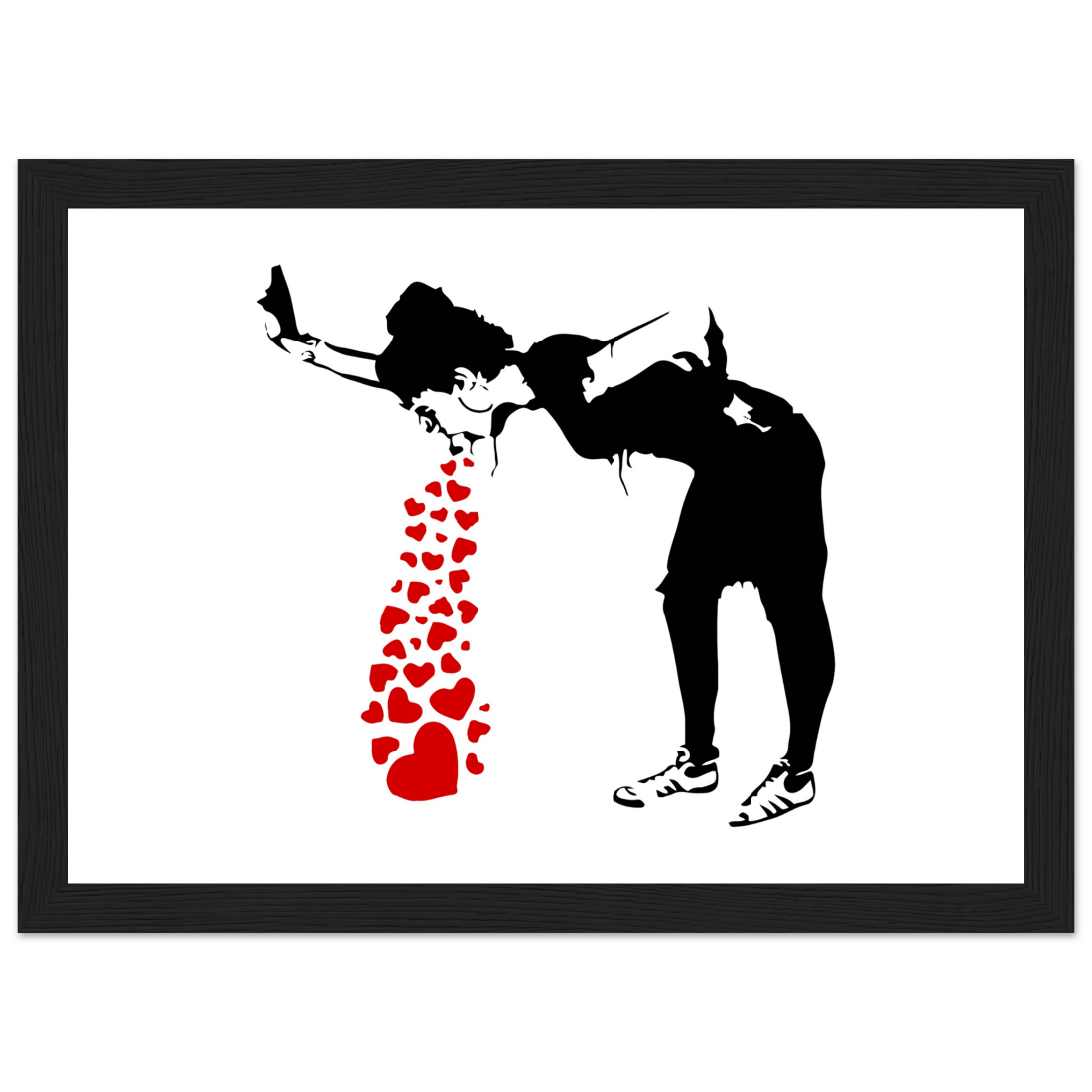 Banksy Lovesick Girl Throwing up Hearts artwork poster-5