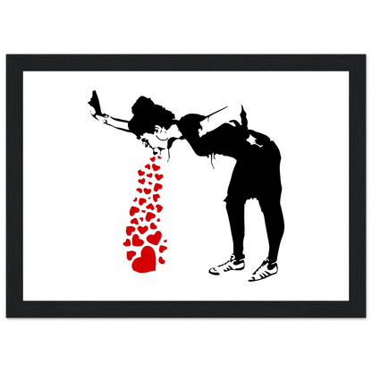 Banksy Lovesick Girl Throwing up Hearts artwork poster-5