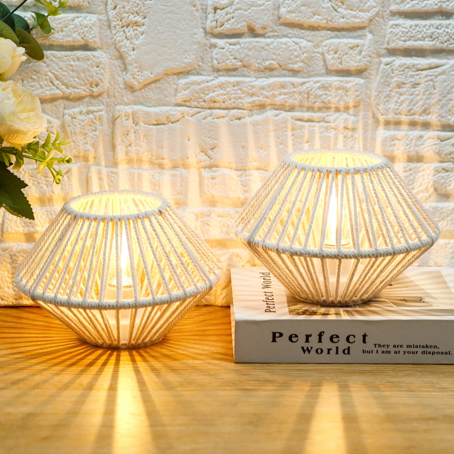 Set of 2 Woven Cotton Rope Table Lamps-2