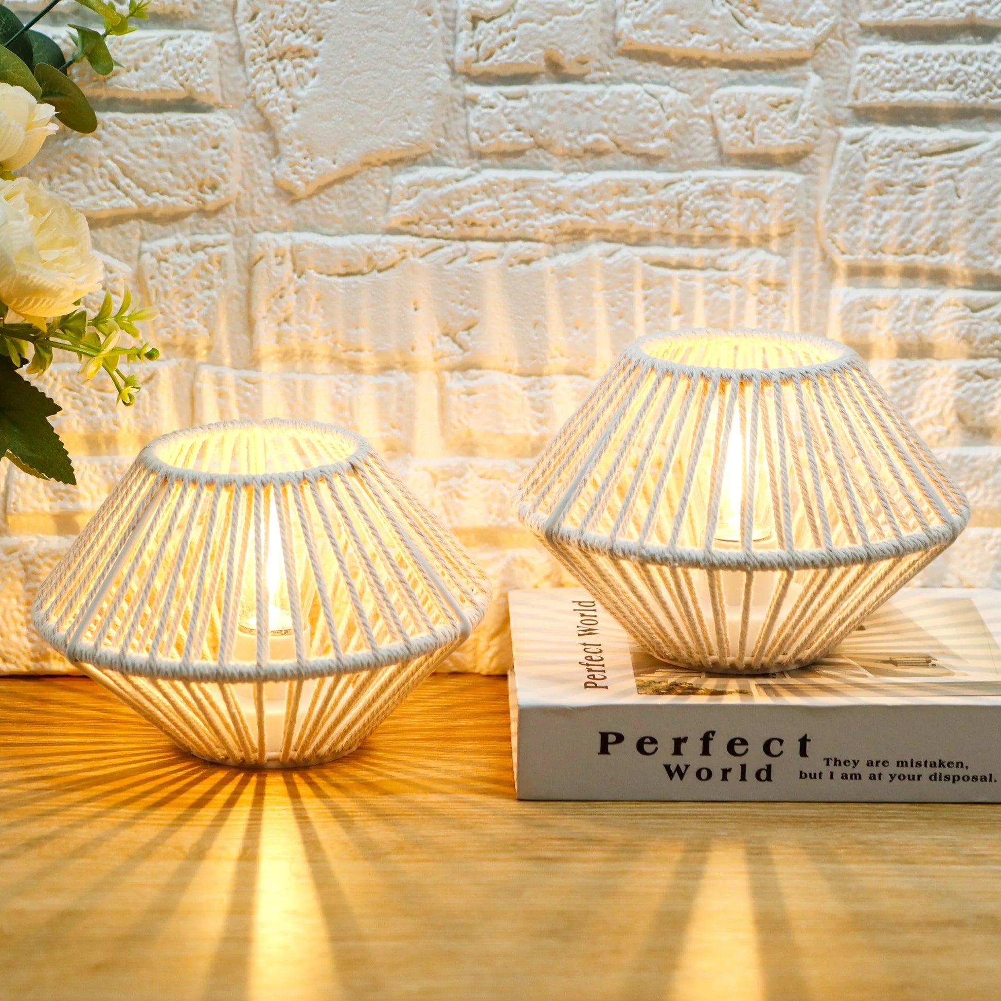 Set of 2 Woven Cotton Rope Table Lamps-2