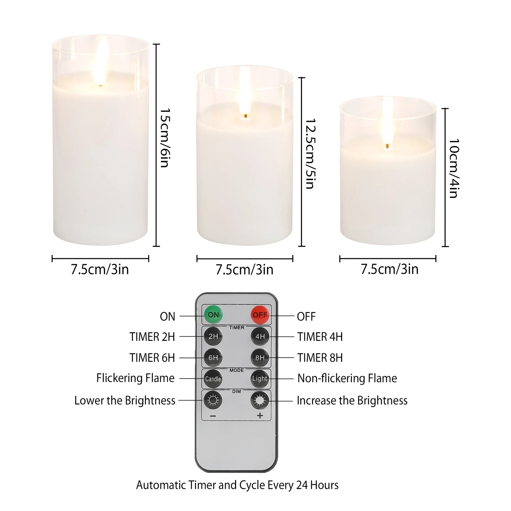 Glass Wax Flameless Effect LED Candles ( Set of 3 )-3