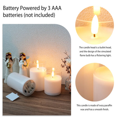 Glass Wax Flameless Effect LED Candles ( Set of 3 )-4