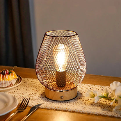 8"H Touch Adjustable Table Lamp(Wooden Base,Bronze Egg)-1