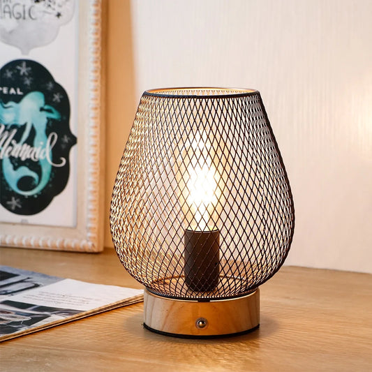 8"H Touch Adjustable Table Lamp(Wooden Base,Bronze Egg)-0