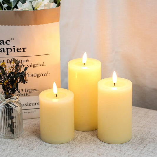 Set of 3 Flickering Flameless Candles Battery Operated-1