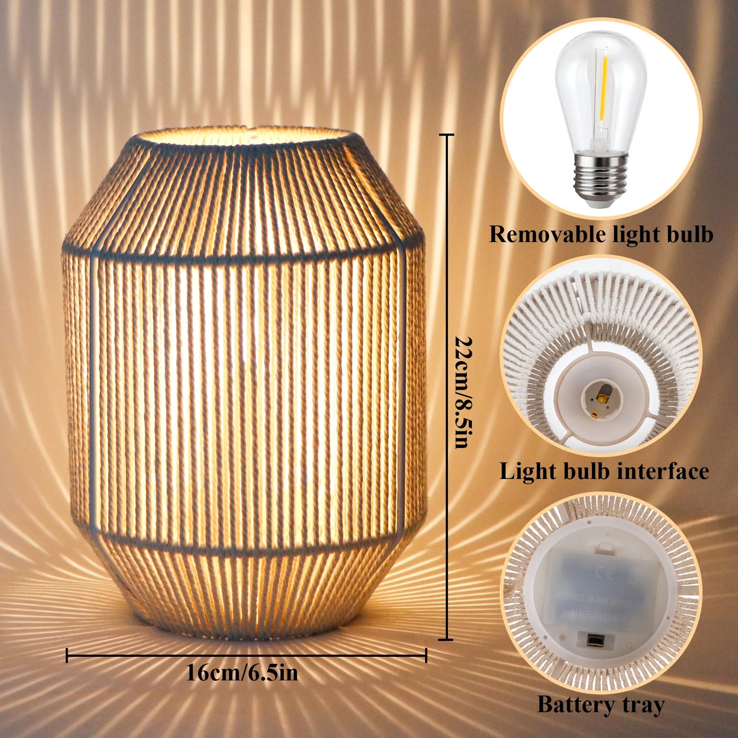 Set of 2 Woven Lamp shade Table Lamps-4