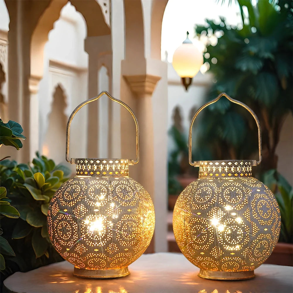 Set of 2 7'' Moroccan Lamps (white)-0