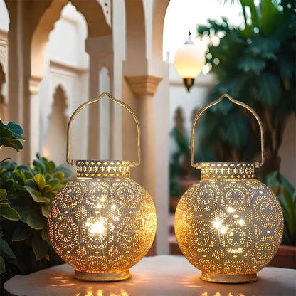 Set of 2 7'' Moroccan Lamps (white)-0
