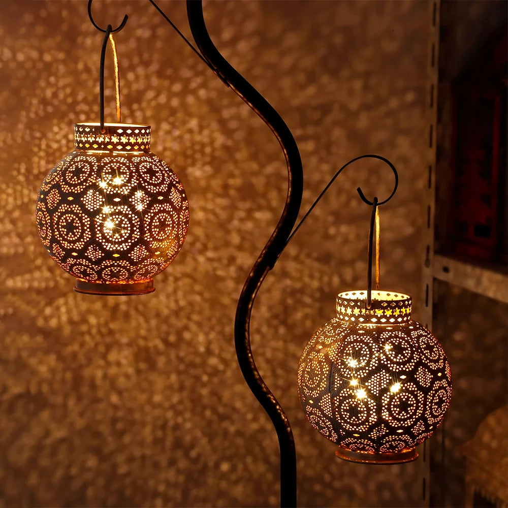 Set of 2 7'' Moroccan Lamps (white)-1