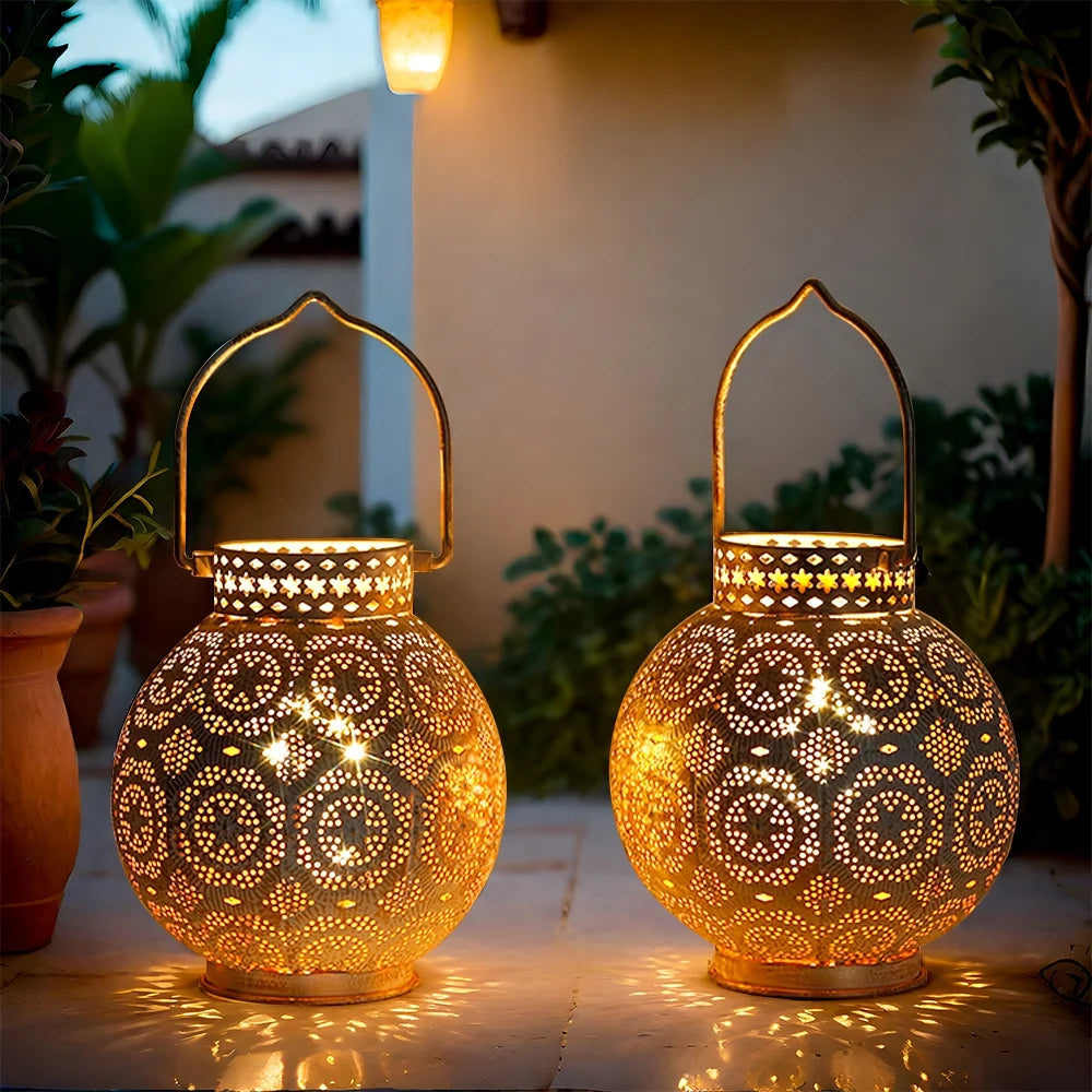 Set of 2 7'' Moroccan Lamps (white)-4