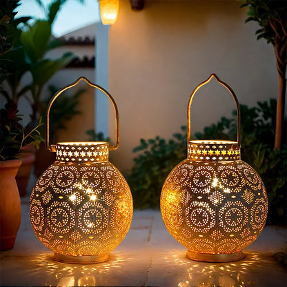 Set of 2 7'' Moroccan Lamps (white)-4