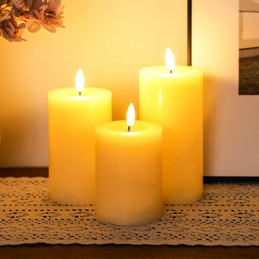 Set of 3 Flickering Flameless Candles Battery Operated-0