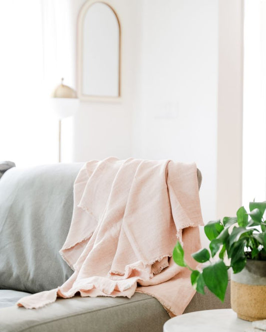 Stone Washed Linen Throw Blanket-1