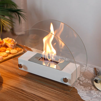 13.5" L Portable Tabletop Fireplace (White)-2