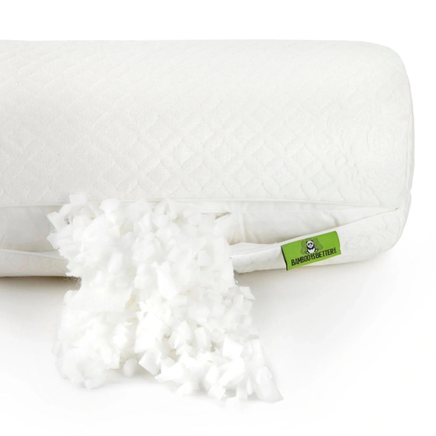 White Bamboo Bolster Pillow – Essentials (Memory Foam, Adjustable, 18x8 in)