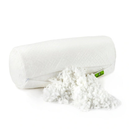 White Bamboo Bolster Pillow – Essentials (Memory Foam, Adjustable, 18x8 in)