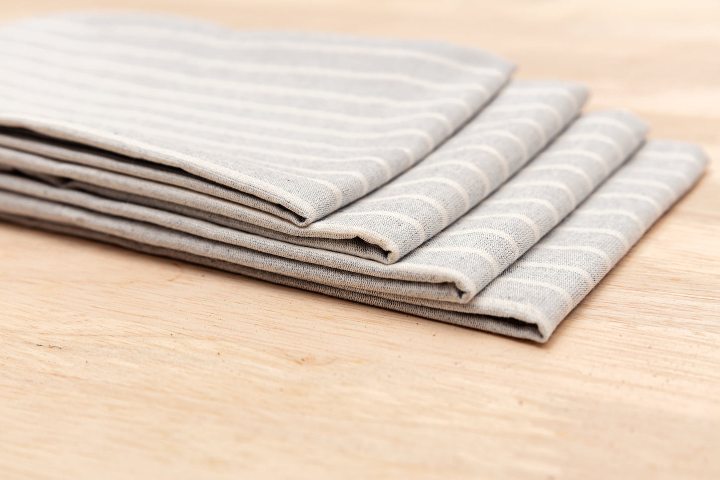 Cloth Napkins - Grey Striped and Natural Striped-2