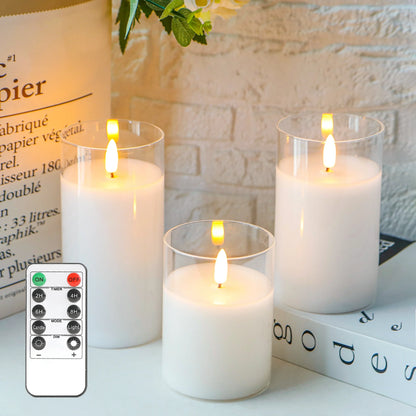 Glass Wax Flameless Effect LED Candles ( Set of 3 )-0