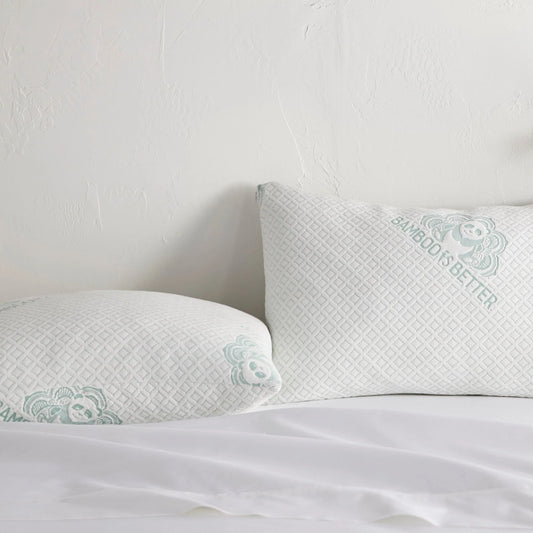 White Bamboo Pillow Set – Essentials (Adjustable Fill, Cooling, Queen/King)