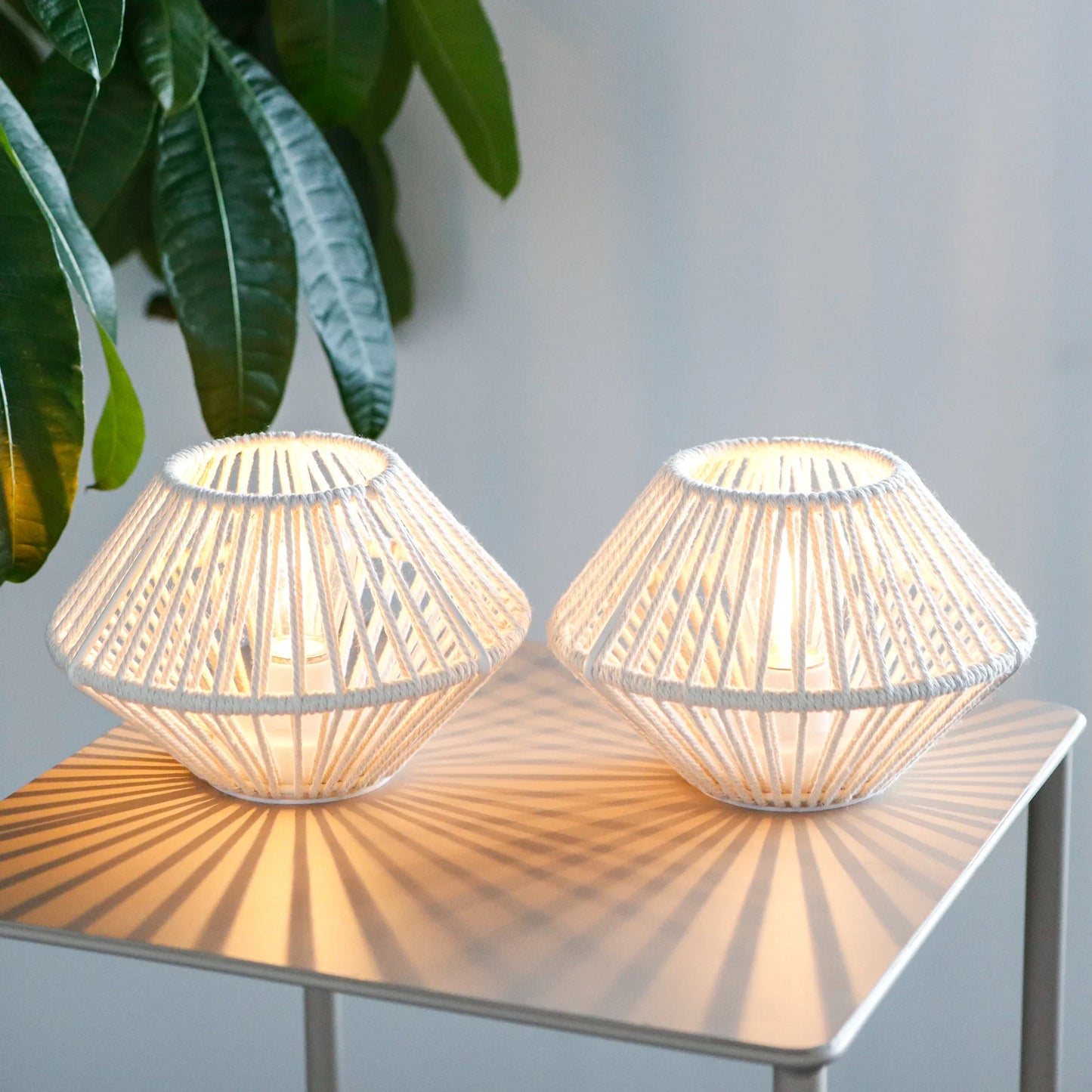 Set of 2 Woven Cotton Rope Table Lamps-1