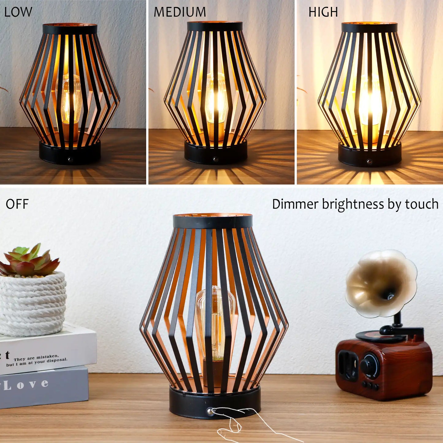 Set of 2 Dimmable Bedside Table Lamps-3