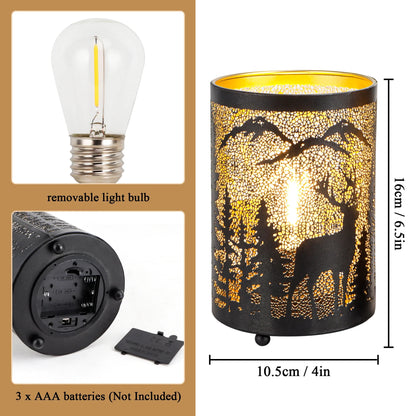 6.5" H Etched Metal Table Lamp Battery Operated Lamp-1