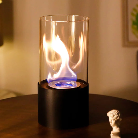 JHY DESIGN Portable Tabletop Firepit Cylindrical With Glass-0