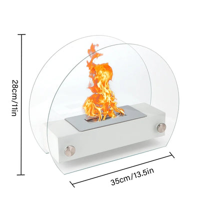 13.5" L Portable Tabletop Fireplace (White)-4
