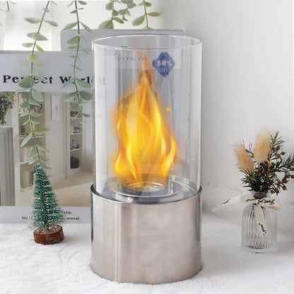 JHY DESIGN Portable Tabletop Firepit Cylindrical With Glass-5