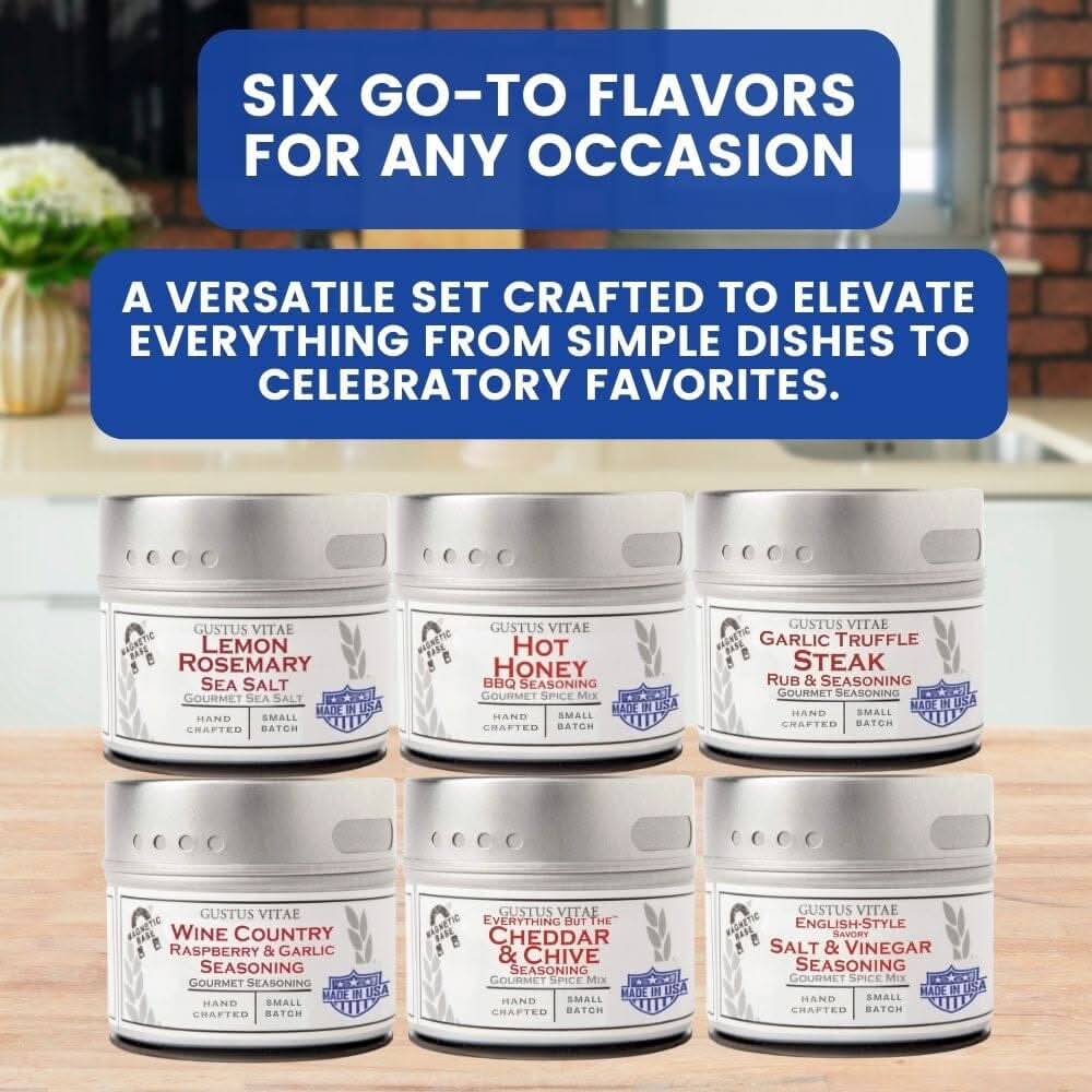 Gourmet Culinary Favorites  | Gift Packaged Seasoning Collection | Set of 6 | Go To Gift For All Occasions-1