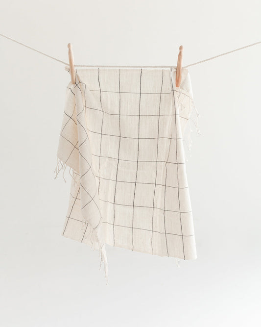 Windowpane Plaid Hand Towel-0