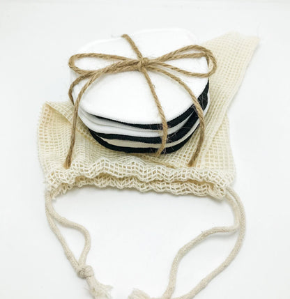 10 Reusable Organic Bamboo Cotton Facial Pads - Zero Waste Plastic Free Natural Makeup Remover Pads + Organic Mesh Cotton Laundry Bag-1