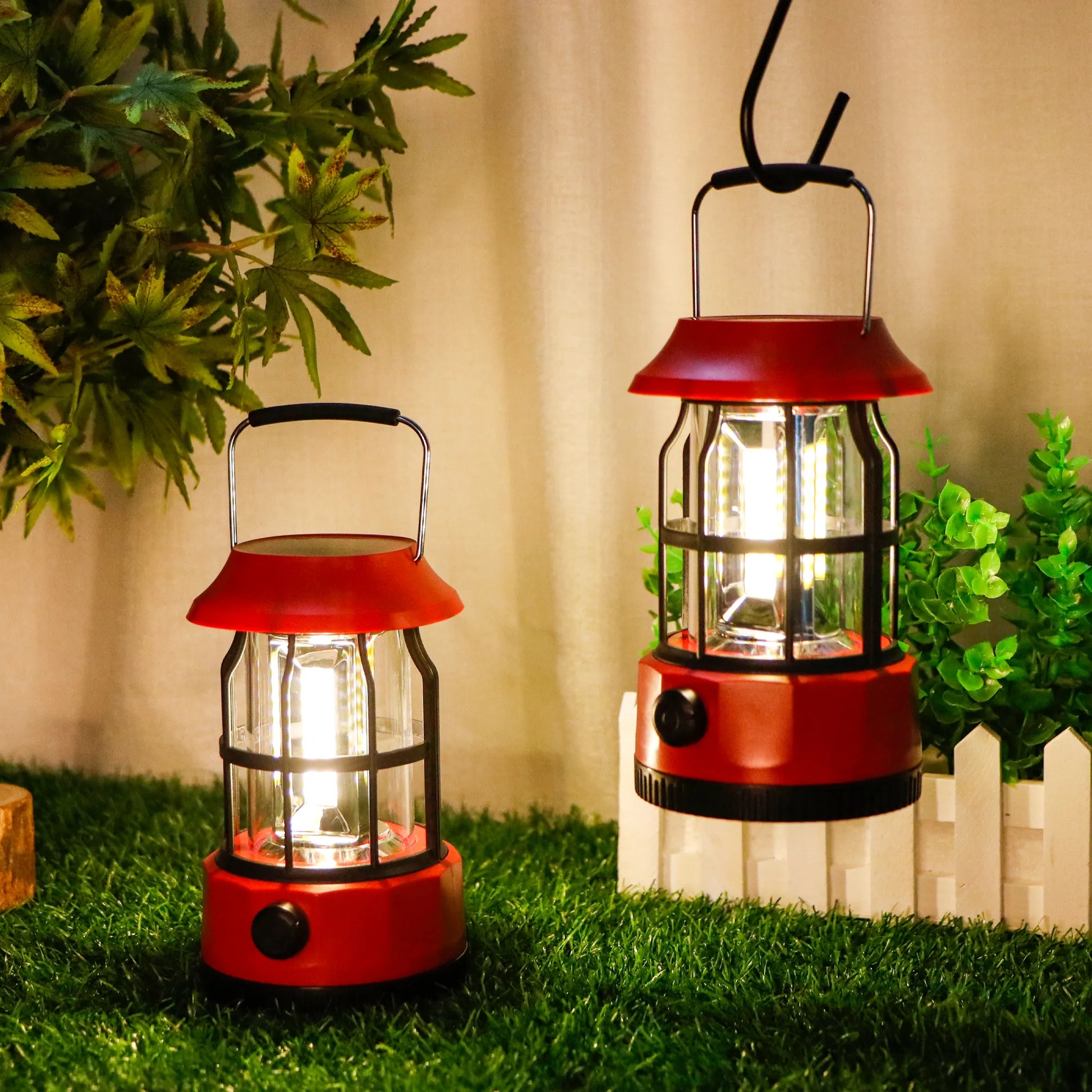 Set of 2 LED Solar Camping Lantern Dimmable-0