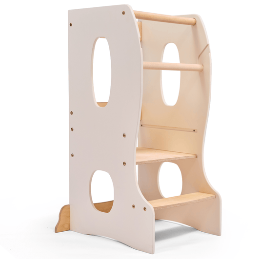 Stable Montessori Learning Tower: Wooden Growing Chair - Ivory-0