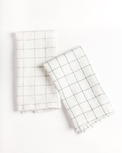 Stone Washed Linen Windowpane Napkins-0