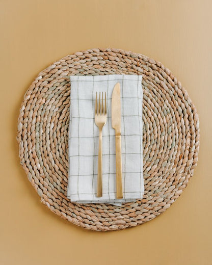Stone Washed Linen Windowpane Napkins-2