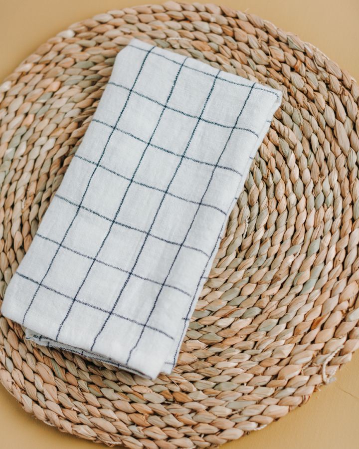 Stone Washed Linen Windowpane Napkins-3