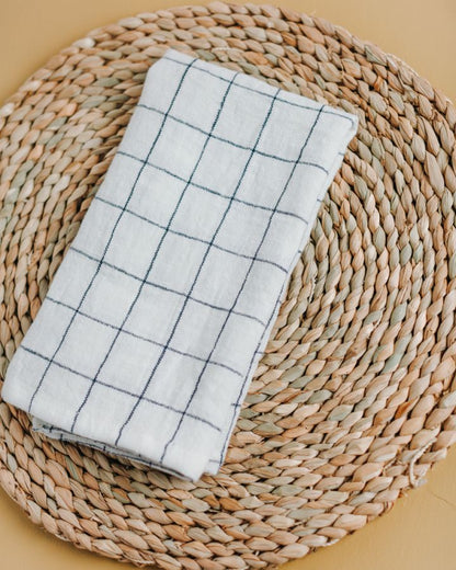 Stone Washed Linen Windowpane Napkins-3