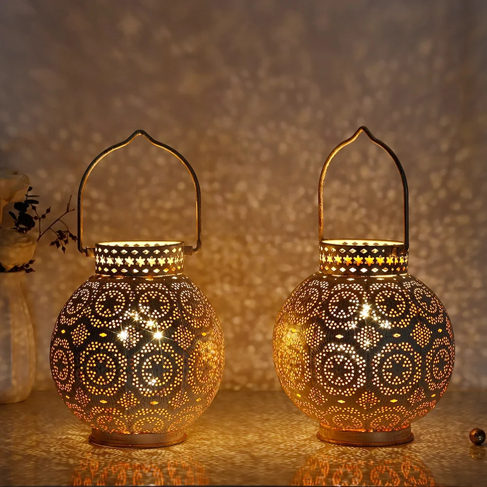 Set of 2 7'' Moroccan Lamps (white)-2