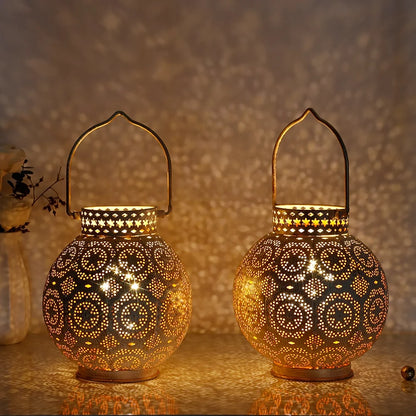 Set of 2 7'' Moroccan Lamps (white)-2