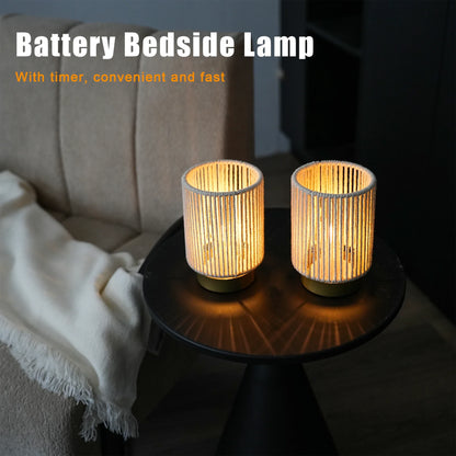 Set of 2 Braided Cotton Rope Table Lamp 6.5" Tall-2