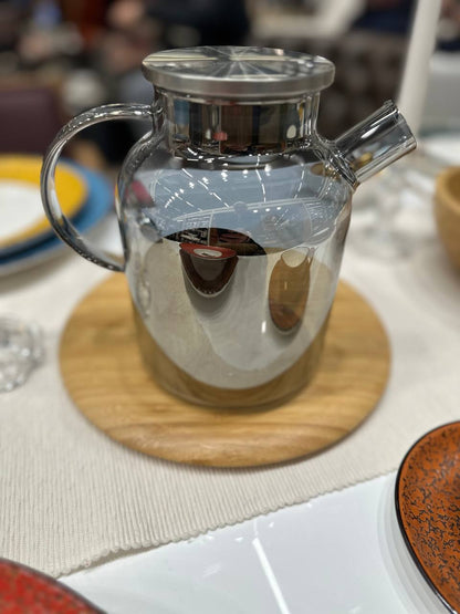 Smoky Grey Thermo Glass Teapot 54 Fl Oz | High temperature and shock resistant-3