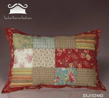 Tache Cotton Patchwork Beige Burgundy Paisley Floral Fairy Tale Tea Party Pillow Sham (DXJ103443)-2