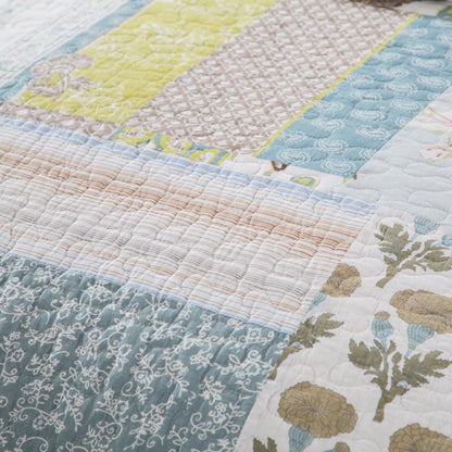 Tache 2-3 Piece Cotton Sky Breeze Pastel Blue Patchwork Quilt Set (JHW-684)-1